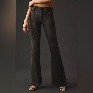 Pilcro Gray Demilune Utility Moto Bootcut Jeans Size 27